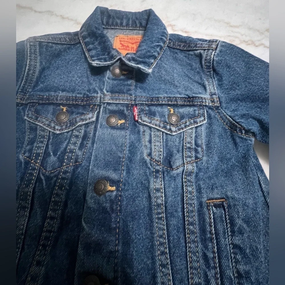 Levi’s Strauss Blue Denim Trucker Jacket Snap Button Front Unisex Toddler 4T